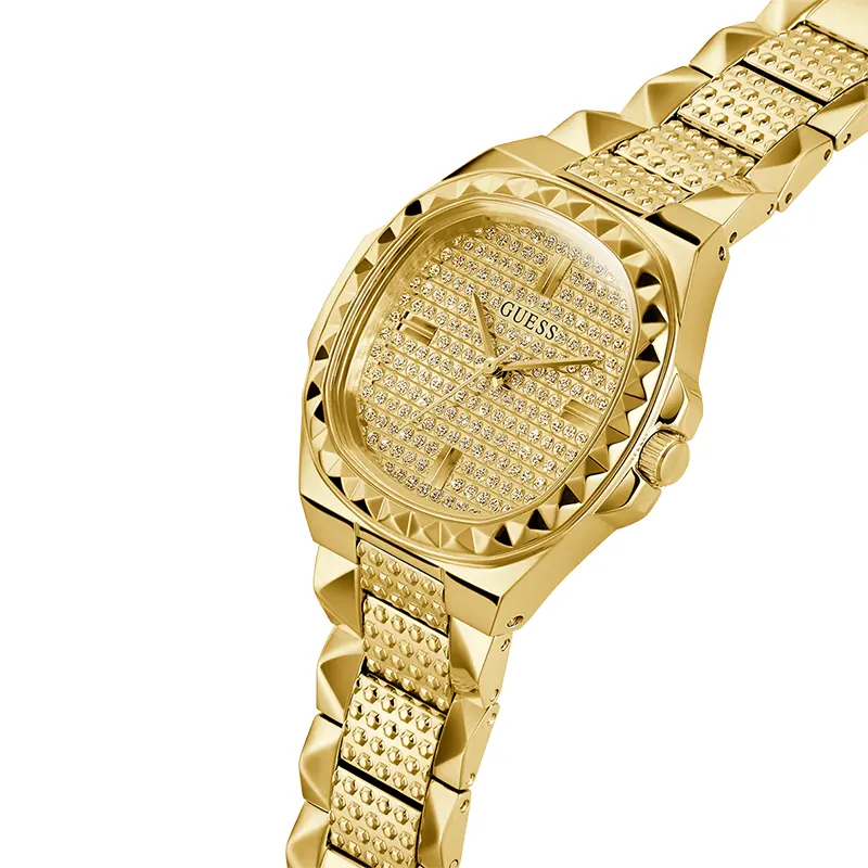 Guess Rebellious Champagne Dial Gold-tone Ladies Fashion Watch- GW0601L1